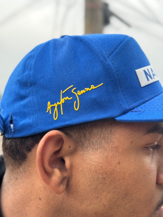 Boné Nacional Original Ayrton Senna Azul | Modelo Oficial com Assinatura Exclusiva