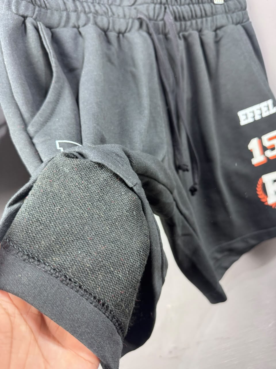 Bermuda Moletom Effel Culture 15 Preta Masculina Casual Streetwear