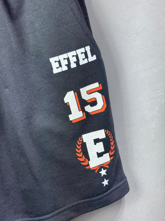 Bermuda Moletom Effel Culture 15 Preta Masculina Casual Streetwear
