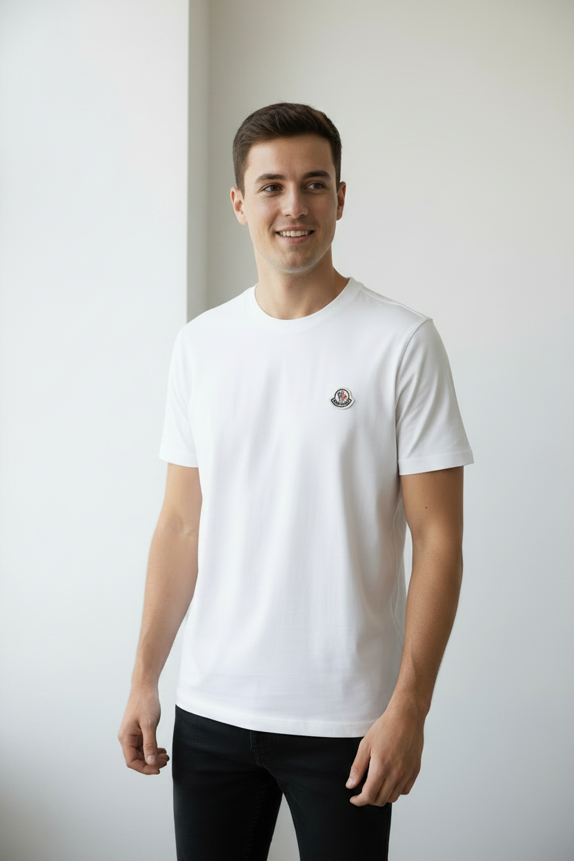Camiseta Moncler Elástano Importada Masculina White - Fabricada na Itália