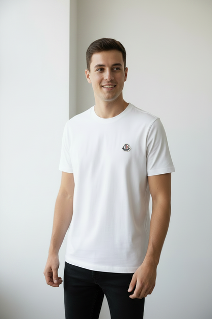 Camiseta Moncler Elástano Importada Masculina White - Fabricada na Itália