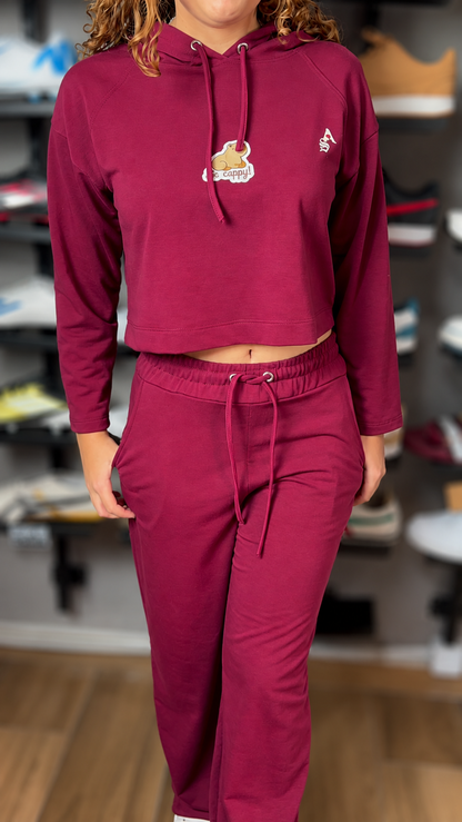 Conjunto Moletom Feminino Cropped + Calça Moletom Spyna