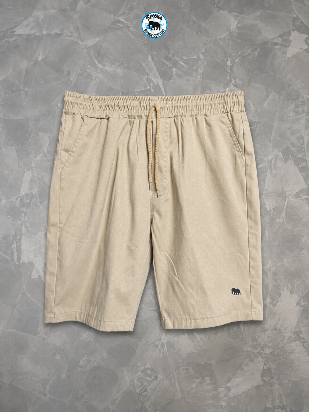 Bermuda Spyna Sarja Bege Básica Masculina Cordão Estilo Cargo