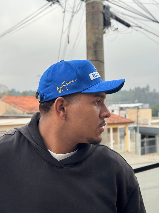 Boné Nacional Original Ayrton Senna Azul | Modelo Oficial com Assinatura Exclusiva