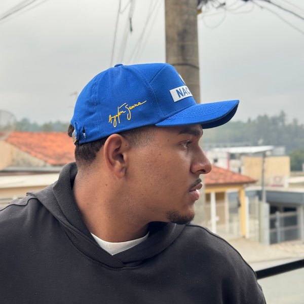 Boné Nacional Original Ayrton Senna Azul | Modelo Oficial com Assinatura Exclusiva