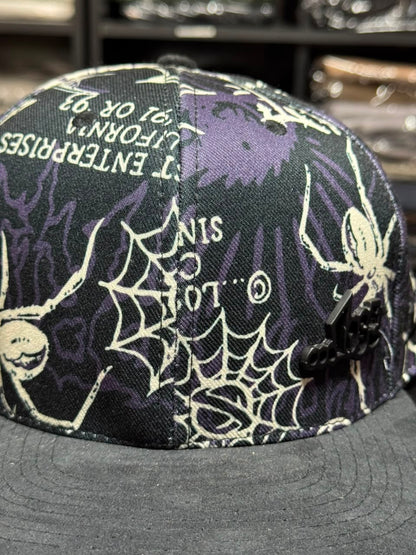 Boné Lost Aranha Caveira Roxo Snapback Preto Masculino