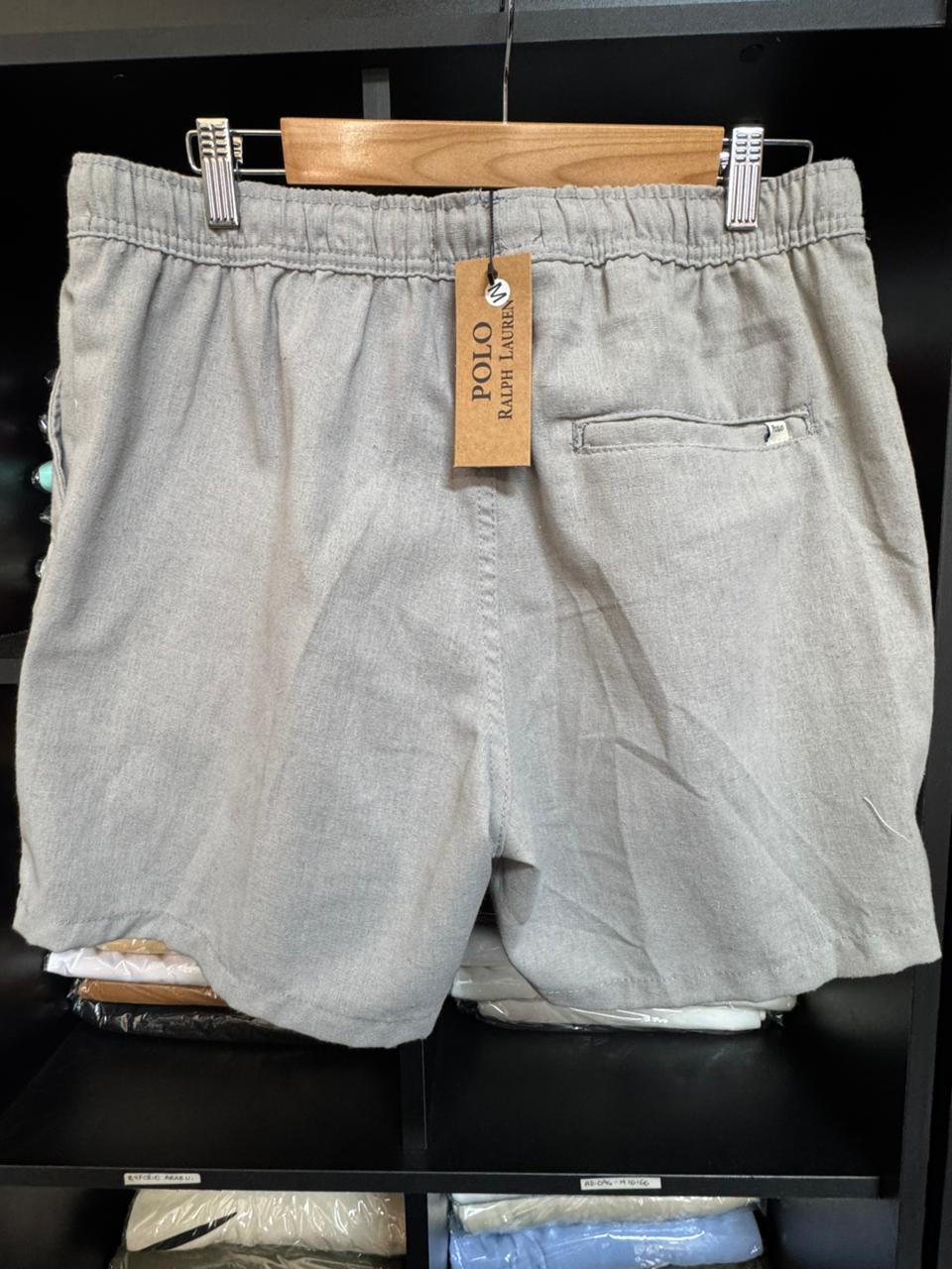 Shorts Mauricinho Sarja Polo Rauph Lauren Cinza Claro Masculino